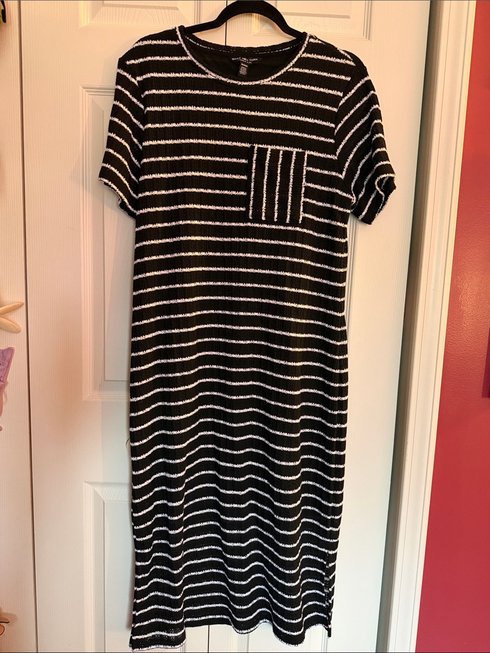Marc New York Black & White Striped Maxi Dress